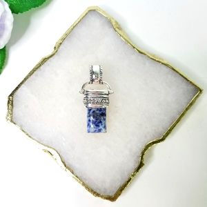 Roman Blue Wrapped Silver Tone Pendant